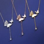 By Queen Κολιέ Butterfly Gold 925 με Φίλντισι και Zircon - Image 4