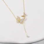 By Queen Κολιέ Butterfly Gold 925 με Φίλντισι και Zircon - Image 3