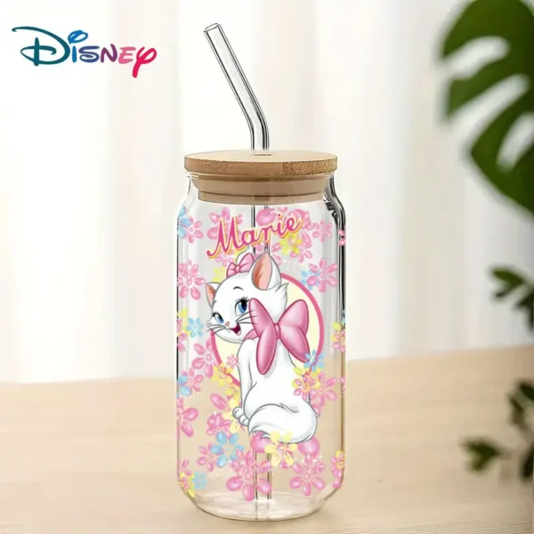 Γυάλινο Ποτήρι Με Καπάκι Και Καλαμάκι Marie The Aristocats
