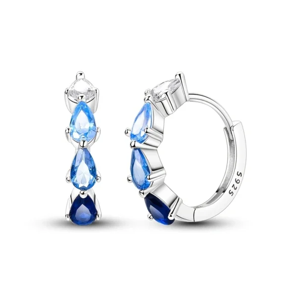 By Queen Ασημένια Σκουλαρίκια Κρεμαστά Δάκρυ Blue