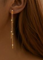 By Queen Ασημένια Σκουλαρίκια Μακριά Gold Plated