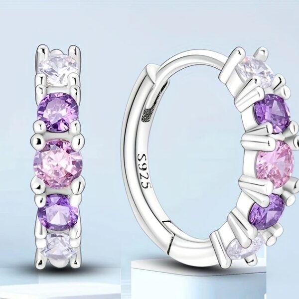 By Queen Ασημένια Σκουλαρίκια Κρεμαστά Με Zircon Purple
