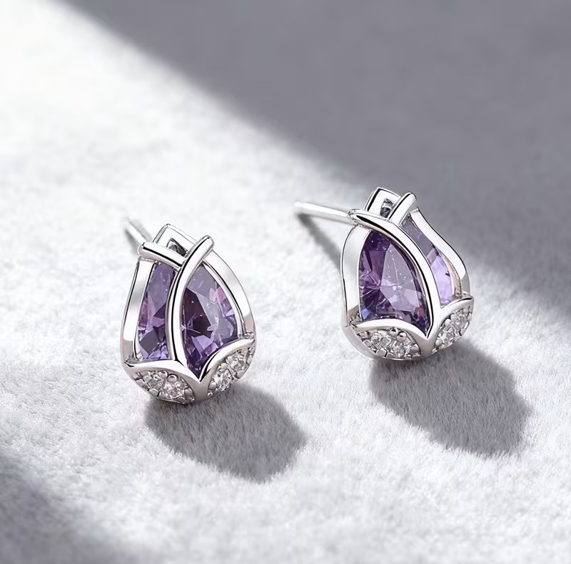 earring tulip small1 By Queen Ασημένια Καρφωτά Σκουλαρίκια Τουλίπα - Image 1