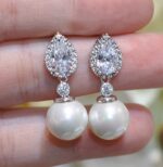 By Queen Ασημένια Μακριά Σκουλαρίκια Σταγόνα Με Μαργαριτάρι - Image 3