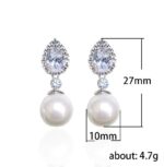 By Queen Ασημένια Μακριά Σκουλαρίκια Σταγόνα Με Μαργαριτάρι - Image 5