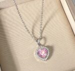 By Queen Κολιέ Καρδιά S925 Σε Ροζ Χρώμα Με Ζιργκόν