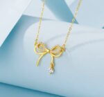By Queen Γυναικείο Κολιέ Διπλός Φιόγκος S925 Gold Plated Με Ζιργκόν - Image 7