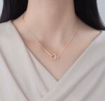 By Queen Γυναικείο Κολιέ Διπλή Καρδιά S925 Με Ζιργκόν Rose Gold - Image 4