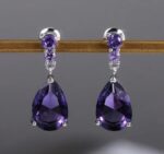 By Queen Σκουλαρίκια S925 Teardrop Amethyst