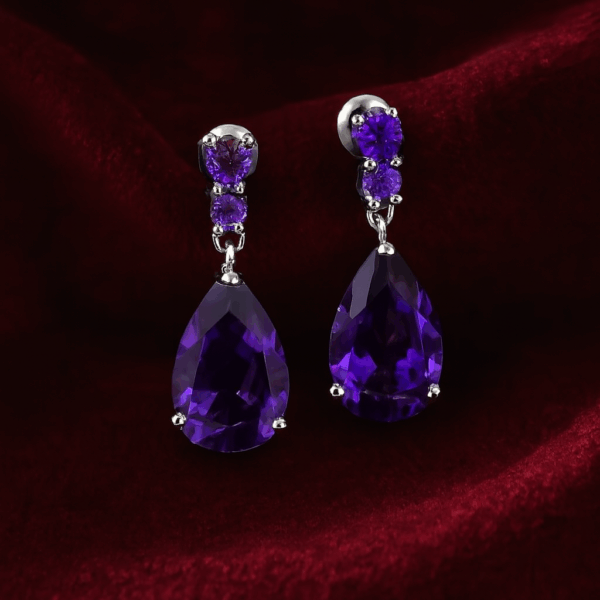 By Queen Σκουλαρίκια S925 Teardrop Amethyst