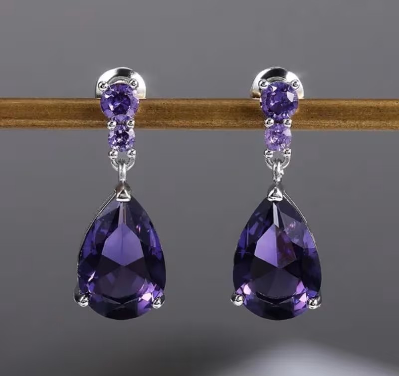earrings teardrop amethyst1 By Queen Σκουλαρίκια S925 Teardrop Amethyst - Image 1