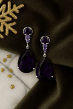 By Queen Σκουλαρίκια S925 Teardrop Amethyst - Image 10