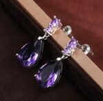 By Queen Σκουλαρίκια S925 Teardrop Amethyst - Image 3