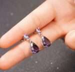 By Queen Σκουλαρίκια S925 Teardrop Amethyst - Image 4