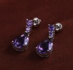 By Queen Σκουλαρίκια S925 Teardrop Amethyst - Image 5