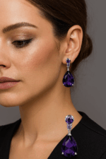 By Queen Σκουλαρίκια S925 Teardrop Amethyst - Image 6