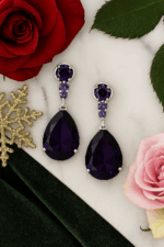 By Queen Σκουλαρίκια S925 Teardrop Amethyst - Image 7