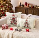 By Queen Limited Festive Edition Χριστουγεννιάτικη Μαξιλαροθήκη 50×30 εκ. Με Χιονισμένο Δέντρο και Κόκκινες Κορδέλες - Image 5