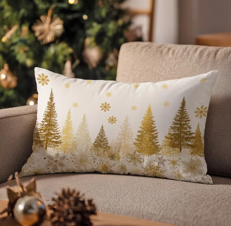 limited festive edition pillowcase gold forest parallelogram1 By Queen Limited Festive Edition Μαξιλαροθήκη Χρυσαφένιο Δάσος 50x30εκ. - Image 1