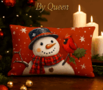 By Queen Limited Festive Edition Μαξιλαροθήκη Χιονάνθρωπος & Καρδινάλιος 50×30 εκ. - Image 3