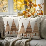By Queen Limited Festive Edition Μαξιλαροθήκη “Scandinavian Serene Christmas” Με Τάρανδους Και Πεύκα 45x45εκ. - Image 4