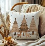 By Queen Limited Festive Edition Μαξιλαροθήκη “Scandinavian Serene Christmas” Με Τάρανδους Και Πεύκα 45x45εκ. - Image 5