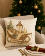 By Queen Limited Festive Edition Μαξιλαροθήκη Serene Christmas Glow Με Vintage Έλκηθρο 45x45εκ.
