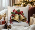 By Queen Limited Festive Edition Μαξιλαροθήκη Golden Bells Με Χιονισμένο Φόντο 45x45εκ. - Image 8