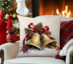 By Queen Limited Festive Edition Μαξιλαροθήκη Golden Bells Με Χιονισμένο Φόντο 45x45εκ. - Image 7