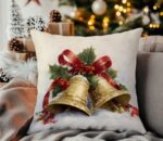 By Queen Limited Festive Edition Μαξιλαροθήκη Golden Bells Με Χιονισμένο Φόντο 45x45εκ. - Image 6