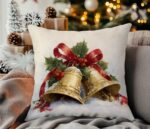 By Queen Limited Festive Edition Μαξιλαροθήκη Golden Bells Με Χιονισμένο Φόντο 45x45εκ. - Image 5