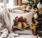 By Queen Limited Festive Edition Μαξιλαροθήκη Golden Bells Με Χιονισμένο Φόντο 45x45εκ. - Image 4