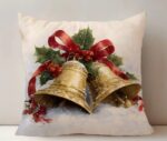 By Queen Limited Festive Edition Μαξιλαροθήκη Golden Bells Με Χιονισμένο Φόντο 45x45εκ. - Image 9