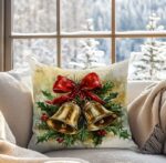 By Queen Limited Festive Edition Μαξιλαροθήκη Golden Bells Με Κόκκινη Κορδέλα - Image 3