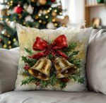 By Queen Limited Festive Edition Μαξιλαροθήκη Golden Bells Με Κόκκινη Κορδέλα - Image 4