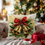 By Queen Limited Festive Edition Μαξιλαροθήκη Golden Bells Με Κόκκινη Κορδέλα - Image 6