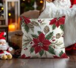 By Queen Limited Festive Edition Μαξιλαροθήκη Holiday Classic Με Φυλλώματα Και Κόκκινα Μούρα 45x45εκ. - Image 5