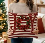 By Queen Limited Festive Edition Μαξιλαροθήκη JOY Με Χριστουγεννιάτικο Στεφάνι 45x45εκ. - Image 6