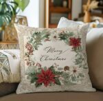 By Queen Limited Festive Edition Μαξιλαροθήκη Merry Wreath Με Αλεξανδρινά Και Κουκουνάρια 45x45εκ. - Image 4