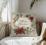 By Queen Limited Festive Edition Μαξιλαροθήκη Merry Wreath Με Αλεξανδρινά Και Κουκουνάρια 45x45εκ. - Image 5