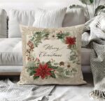 By Queen Limited Festive Edition Μαξιλαροθήκη Merry Wreath Με Αλεξανδρινά Και Κουκουνάρια 45x45εκ. - Image 6