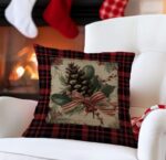 By Queen Limited Festive Edition Μαξιλαροθήκη Plaid Pinecone Και Ριγέ Κορδέλα - Image 3