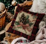 By Queen Limited Festive Edition Μαξιλαροθήκη Plaid Pinecone Και Ριγέ Κορδέλα - Image 4
