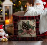 By Queen Limited Festive Edition Μαξιλαροθήκη Plaid Pinecone Και Ριγέ Κορδέλα - Image 5