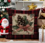 By Queen Limited Festive Edition Μαξιλαροθήκη Plaid Pinecone Και Ριγέ Κορδέλα - Image 6