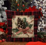 By Queen Limited Festive Edition Μαξιλαροθήκη Plaid Pinecone Και Ριγέ Κορδέλα - Image 7