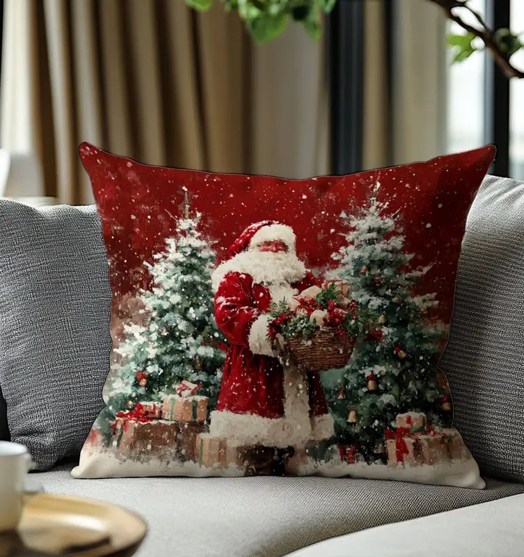 limited festive edition pillowcase santa claus & gift1 By Queen Limited Festive Edition Μαξιλαροθήκη Με Άγιο Βασίλη και Δώρα 45x45εκ. - Image 1