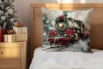 By Queen Limited Edition Μαξιλαροθήκη Χριστουγεννιάτικη Velvet Vintage Τρένο & Ποϊνσέτια 45x45εκ. - Image 7