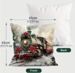 By Queen Limited Edition Μαξιλαροθήκη Χριστουγεννιάτικη Velvet Vintage Τρένο & Ποϊνσέτια 45x45εκ. - Image 8