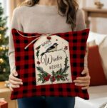 By Queen Limited Festive Edition Μαξιλαροθήκη Buffalo Plaid Με σχέδιο “Warm Winter Wishes” - Image 6